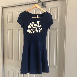 H&M Roll With It Navy Skater Dress